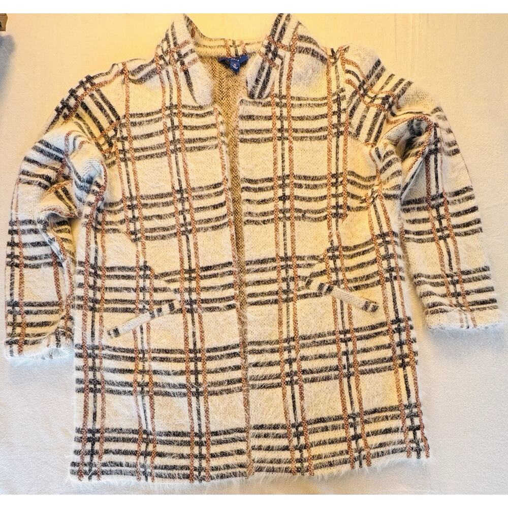Apt. 9 Open Front Cardigan Sweater Blended‎ Black White Gold Metallic Shimmer XL